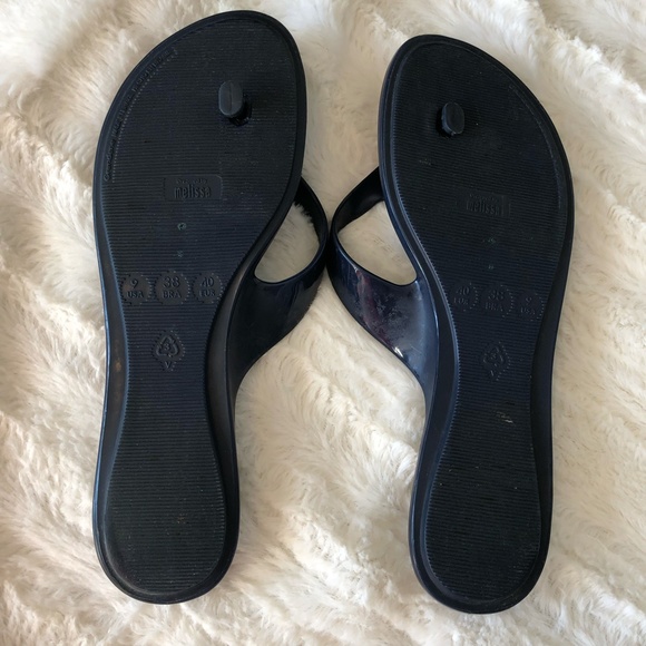 Mel Dreamed by Melissa Navy Butterfly Jelly Flip Flop Sandals Sz 9 - Picture 3 of 5
